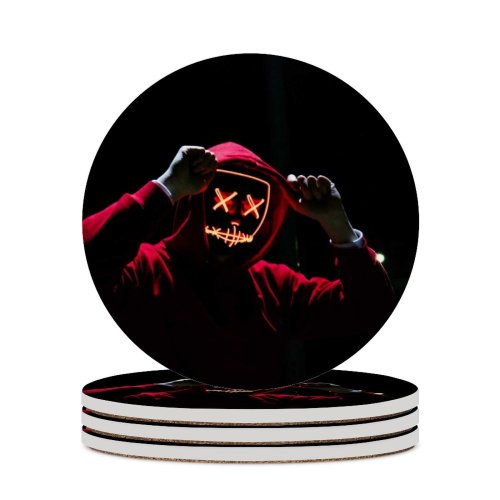 yanfind Ceramic Coasters (round) Sebastiaan Stam Black Dark LED Dope Night Anonymous Hoodie Dark Family Game Intellectual Educational Game Jigsaw Puzzle Toy Set