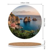 yanfind Ceramic Coasters (round) Tonnara Di Scopello Historical Beach Seascape Ancient Rocks Italy Family Game Intellectual Educational Game Jigsaw Puzzle Toy Set