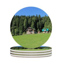 yanfind Ceramic Coasters (round) Fir Images Land Building Grassland Cabin Grass Plant Outdoors Tree Free Abies Family Game Intellectual Educational Game Jigsaw Puzzle Toy Set