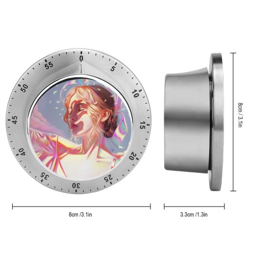 yanfind Timer Yasar VURDEM Girl Portrait Beautiful Girly Colorful Vivid Dream 60 Minutes Mechanical Visual Timer