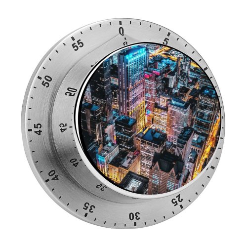 yanfind Timer Benjamin Suter Chicago Skyscrapers Cityscape Night City Lights Aerial Willis  Illinois 60 Minutes Mechanical Visual Timer