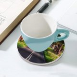 yanfind Ceramic Coasters (round) Sven Muller Blandford Road Empty Road Trees Landscape Woods Greenery Scenery Family Game Intellectual Educational Game Jigsaw Puzzle Toy Set