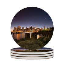 yanfind Ceramic Coasters (round) York City Brooklyn  Park Cityscape Sunset Family Game Intellectual Educational Game Jigsaw Puzzle Toy Set