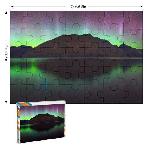 yanfind Picture Puzzle Cecil Peak Zealand Aurora Borealis Northern Lights Starry Sky Night Time Lake Family Game Intellectual Educational Game Jigsaw Puzzle Toy Set