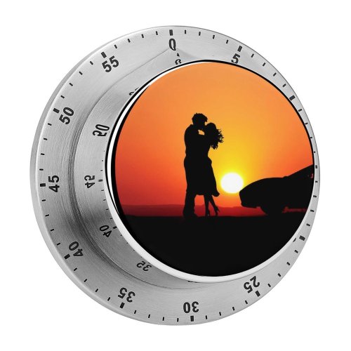 yanfind Timer Love Couple Romantic Kiss Sunset Silhouette Car Together 60 Minutes Mechanical Visual Timer