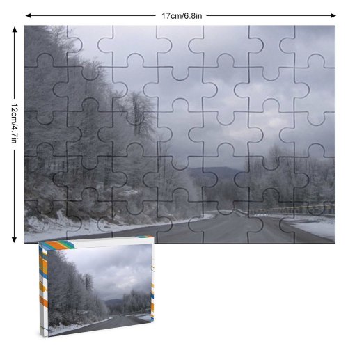 yanfind Picture Puzzle Road Winter Cloudy Fog Grey Romania Sky Snow Natural Landscape Tree Freezing Family Game Intellectual Educational Game Jigsaw Puzzle Toy Set