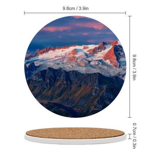 yanfind Ceramic Coasters (round) Vincentiu Solomon Marmolada  Italy  Range Snow Covered Landscape Peaks Tourist Family Game Intellectual Educational Game Jigsaw Puzzle Toy Set