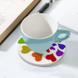yanfind Ceramic Coasters (round) Valentines Heart Rendered Rainbow Purple Cyan Petal Graphics Art Family Game Intellectual Educational Game Jigsaw Puzzle Toy Set