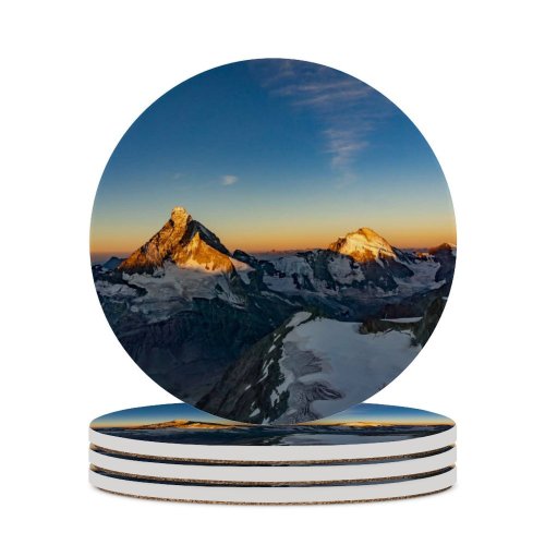 yanfind Ceramic Coasters (round) Matterhorn Dent D'Hérens Mountains Sunrise Morning Snow Covered  Range Switzerland Family Game Intellectual Educational Game Jigsaw Puzzle Toy Set