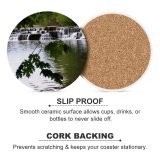 yanfind Ceramic Coasters (round) Waterfall Plants Spring Rocks Stones Resources Watercourse Natural Landscape River Vegetation Family Game Intellectual Educational Game Jigsaw Puzzle Toy Set