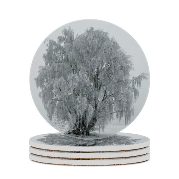 yanfind Ceramic Coasters (round) Snow Tree Freez Cry Fog  Winter Frost Freezing Atmospheric Woody Plant Family Game Intellectual Educational Game Jigsaw Puzzle Toy Set