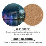 yanfind Ceramic Coasters (round) Serey Kim Hong Kong City Reflection Skyscrapers  Architecture Cityscape Night Lights Family Game Intellectual Educational Game Jigsaw Puzzle Toy Set