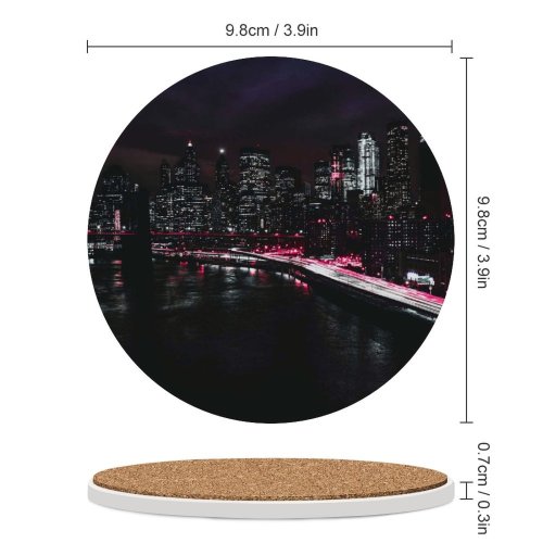 yanfind Ceramic Coasters (round) Matteo Catanese Black Dark York City Manhattan Traffic Lights Light Trails Night Family Game Intellectual Educational Game Jigsaw Puzzle Toy Set