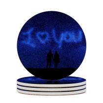yanfind Ceramic Coasters (round) Gerd Altmann Love I Love You Starry Sky Couple Silhouette Heart Valentines Family Game Intellectual Educational Game Jigsaw Puzzle Toy Set