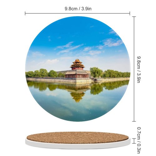 yanfind Ceramic Coasters (round) Forbidden City Beijing China Imperial Palace Ming Dynasty UNESCO Heritage Reflection Sky Family Game Intellectual Educational Game Jigsaw Puzzle Toy Set
