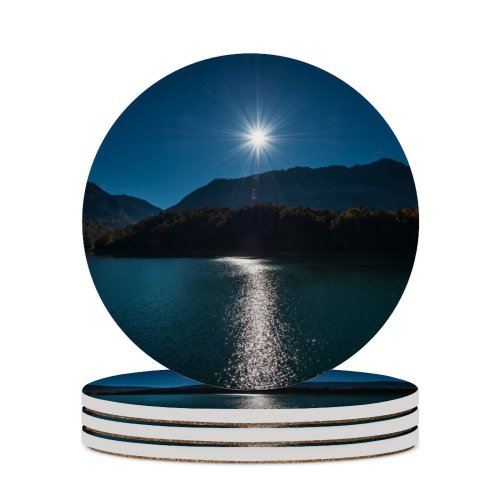 yanfind Ceramic Coasters (round) Olivier Miche Sunny Daytime Landscape  Rays River Mountains Family Game Intellectual Educational Game Jigsaw Puzzle Toy Set