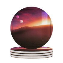 yanfind Ceramic Coasters (round) Desert Tranquility Sunset Portal Family Game Intellectual Educational Game Jigsaw Puzzle Toy Set
