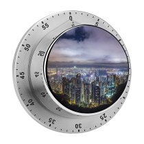 yanfind Timer Denys Nevozhai Hong Kong City River Night Time Skyscrapers Clouds Cityscape 60 Minutes Mechanical Visual Timer
