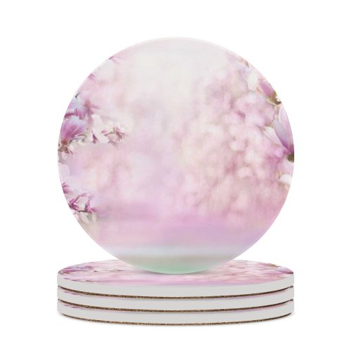 yanfind Ceramic Coasters (round) Flowers Magnolia Flowers  Flowers Family Game Intellectual Educational Game Jigsaw Puzzle Toy Set