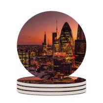 yanfind Ceramic Coasters (round) Erotikpanda Cityscape City Lights Sunset Dawn Skyscrapers London Family Game Intellectual Educational Game Jigsaw Puzzle Toy Set