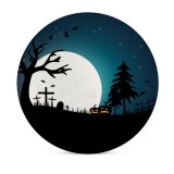 yanfind Ceramic Coasters (round) Celebrations Halloween Halloween Pumpkins  Night Silhouette Family Game Intellectual Educational Game Jigsaw Puzzle Toy Set
