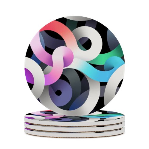 yanfind Ceramic Coasters (round) Abstract  Silver Light Family Game Intellectual Educational Game Jigsaw Puzzle Toy Set