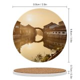 yanfind Ceramic Coasters (round) Pond Chinese Cultures Villages Tourist Architecture Grand Tranquil Classical Town Canal Zhouzhuang Family Game Intellectual Educational Game Jigsaw Puzzle Toy Set
