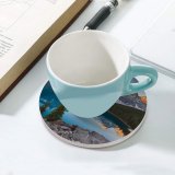 yanfind Ceramic Coasters (round) Sven Muller Moraine Lake Landscape Sunrise Mountains Family Game Intellectual Educational Game Jigsaw Puzzle Toy Set