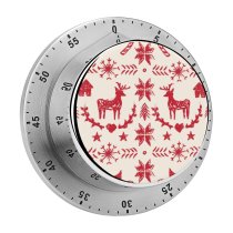 yanfind Timer Simplicity Tree Seamless Snowflake Nordic Retro Rough Norwegian Bird  Winter Tradition 60 Minutes Mechanical Visual Timer