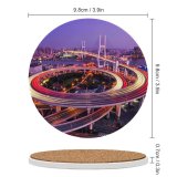 yanfind Ceramic Coasters (round) Nanpu   Architecture Cityscape Shanghai City Lights Exposure Family Game Intellectual Educational Game Jigsaw Puzzle Toy Set