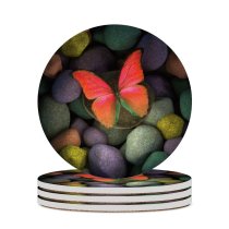 yanfind Ceramic Coasters (round) Butterfly Stones Colorful Focus Pebbles Family Game Intellectual Educational Game Jigsaw Puzzle Toy Set