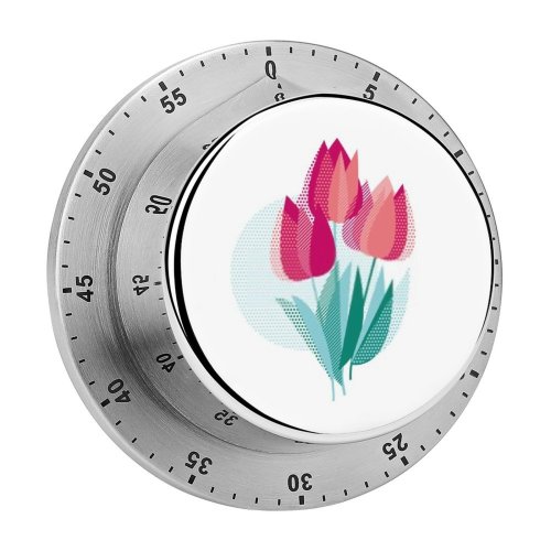 yanfind Timer Abstract Motif Garden Silhouette  Luxury Vivid Ornament Beautiful Folk Rose Flower 60 Minutes Mechanical Visual Timer