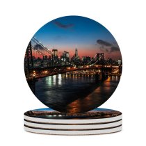 yanfind Ceramic Coasters (round) Matteo Catanese Williamsburg  York City Suspension  City Lights Night Cityscape Family Game Intellectual Educational Game Jigsaw Puzzle Toy Set