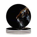 yanfind Ceramic Coasters (round) Dark  Closeup Big Cat Family Game Intellectual Educational Game Jigsaw Puzzle Toy Set