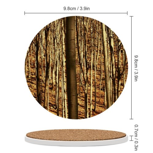 yanfind Ceramic Coasters (round) Tree Trees Clean Soothing Grass Peace Relaxing Woods  Forest Woodland Natural Family Game Intellectual Educational Game Jigsaw Puzzle Toy Set