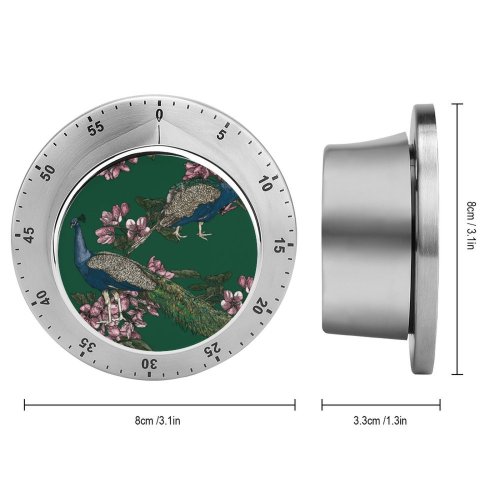 yanfind Timer Decoration Floral Leaf Wildlife  Pheasant Bird Seamless Tree Romance  Feather 60 Minutes Mechanical Visual Timer
