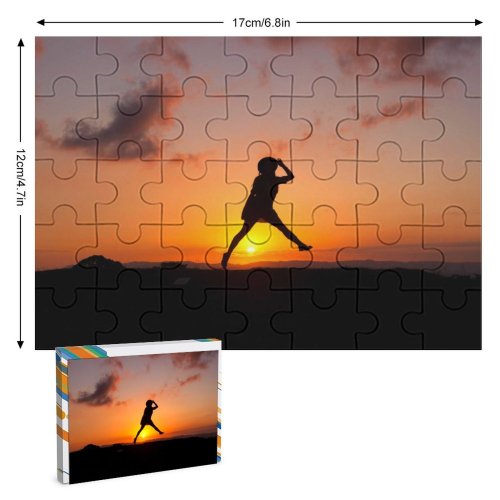 yanfind Picture Puzzle Sunrise Silhouette Jumping Girl Clouds Happy Mood Family Game Intellectual Educational Game Jigsaw Puzzle Toy Set