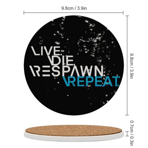 yanfind Ceramic Coasters (round) Black Dark Quotes Respawn Live Die Repeat Hardcore Gamer Quotes Dark Family Game Intellectual Educational Game Jigsaw Puzzle Toy Set