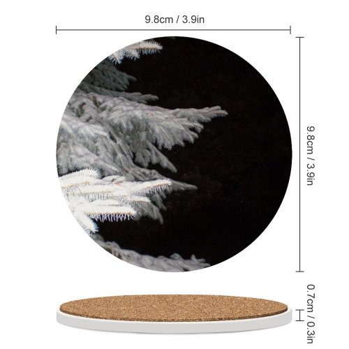 yanfind Ceramic Coasters (round) Snow Tree Isolation  Pine Frost Winter Freezing Leaf Plant Family Game Intellectual Educational Game Jigsaw Puzzle Toy Set