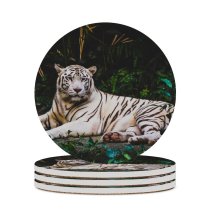 yanfind Ceramic Coasters (round) Smit Patel  Forest Leaves Dark Big Cat  Wildlife Greenery Family Game Intellectual Educational Game Jigsaw Puzzle Toy Set