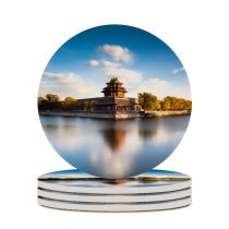 yanfind Ceramic Coasters (round) Forbidden City Beijing China Moat Imperial Palace Ming Dynasty Exposure UNESCO Heritage Family Game Intellectual Educational Game Jigsaw Puzzle Toy Set