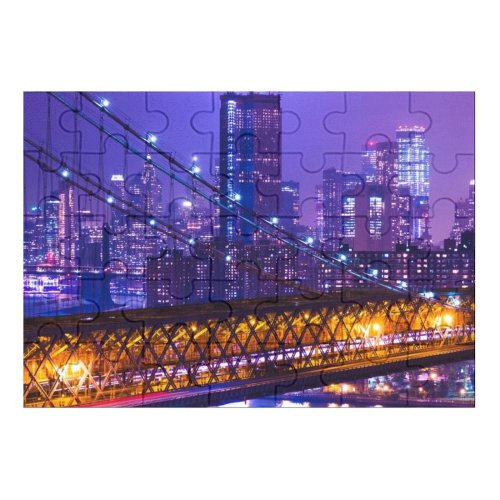 yanfind Picture Puzzle Zac Ong York City Night Cityscape Purple City Lights Suspension  Buildings Family Game Intellectual Educational Game Jigsaw Puzzle Toy Set