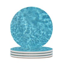 yanfind Ceramic Coasters (round) Turquoise Pool Refreshing  Summer Aqua Azure Design Family Game Intellectual Educational Game Jigsaw Puzzle Toy Set