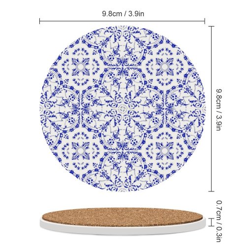 yanfind Ceramic Coasters (round) Spanish Portuguese Arabic Mexican Flooring Seamless Ceramics Porcelain Flower  Retro Moroccan Family Game Intellectual Educational Game Jigsaw Puzzle Toy Set