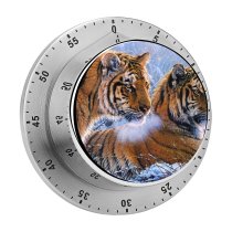 yanfind Timer Tigers Pair Frozen Winter Snow Big Cats 60 Minutes Mechanical Visual Timer