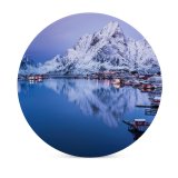 yanfind Ceramic Coasters (round) Glen Sinclair Reine Lofoten Islands Snow Mountains  Reflection Village Norway Family Game Intellectual Educational Game Jigsaw Puzzle Toy Set