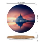 yanfind Ceramic Coasters (round) Grafixart Mont SaintMichel Sunset  Dawn Reflection Normandy France Family Game Intellectual Educational Game Jigsaw Puzzle Toy Set