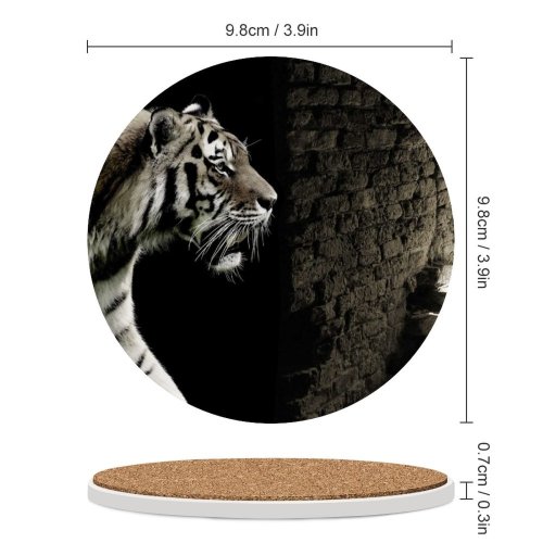 yanfind Ceramic Coasters (round) PIROD Black Dark  Brick Wall Wild Family Game Intellectual Educational Game Jigsaw Puzzle Toy Set