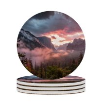yanfind Ceramic Coasters (round) Todd Scarbrough Yosemite National Park Valley Misty Morning Family Game Intellectual Educational Game Jigsaw Puzzle Toy Set