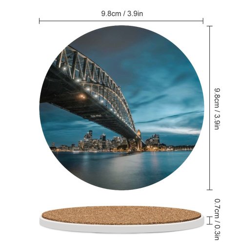 yanfind Ceramic Coasters (round) Sydney Harbour  Milsons Point Australia Cityscape River Night Lights Sky Family Game Intellectual Educational Game Jigsaw Puzzle Toy Set